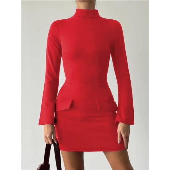 Long Sleeve Bodycon Mini Dress with Pockets - Picture 10 of 16